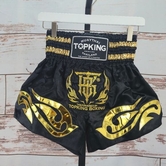NWT Topking Muay Thai Boxing Shorts Black Gold Size Medium - Picture 1 of 8